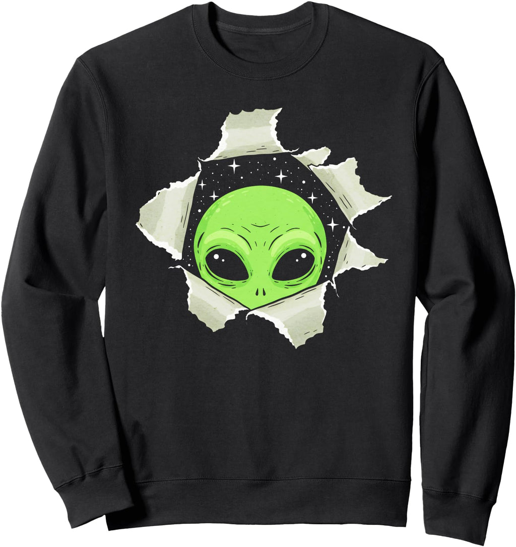 Authentic Alien Torn Fabric Sweatshirt - Fun Novelty Design for Adults - T-Shirt, Sweatshirt, Hoodie