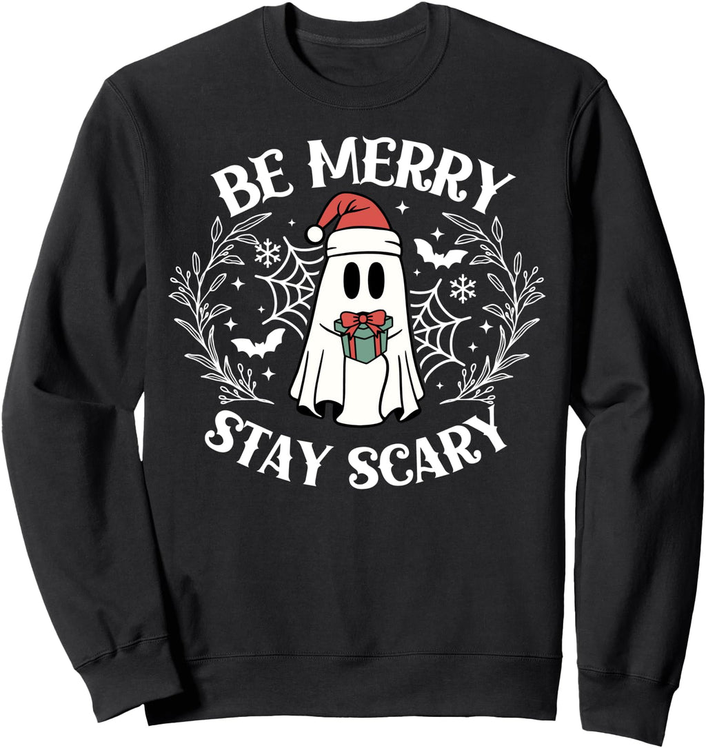 Be Merry Stay Scary Ghost Halloween T-Shirt - Trendy Graphic for Adults - T-Shirt, Sweatshirt, Hoodie