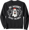 Be Merry Stay Scary Ghost Halloween T-Shirt - Trendy Graphic for Adults - T-Shirt, Sweatshirt, Hoodie