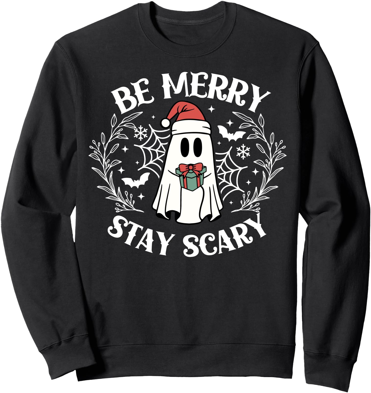 Be Merry Stay Scary Ghost Halloween T-Shirt - Trendy Graphic for Adults - T-Shirt, Sweatshirt, Hoodie