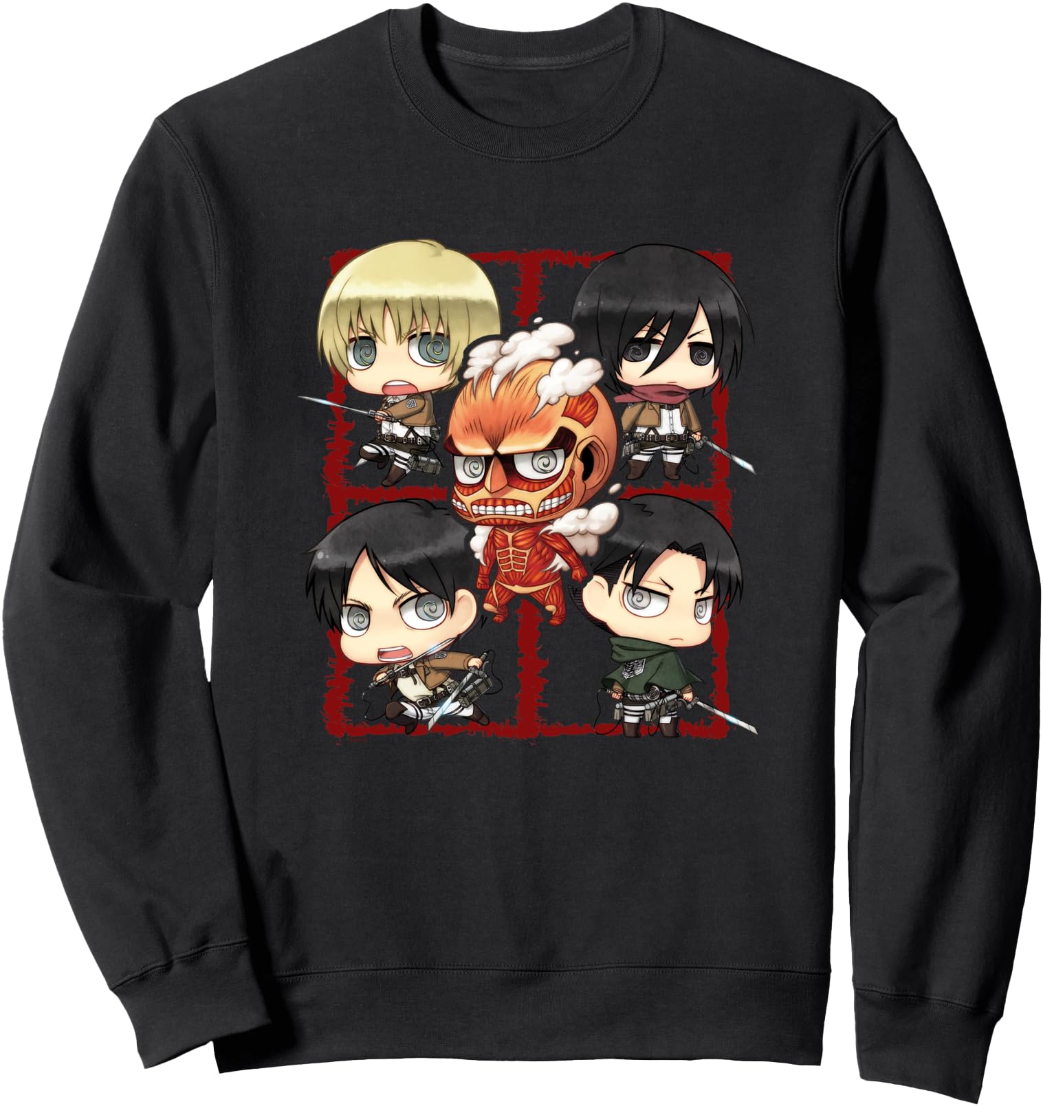 Attack Titan Chibi Character Montage Hoodie - Casual Everyday Wear Unisex - T-Shirt, Sweatshirt, Hoodie