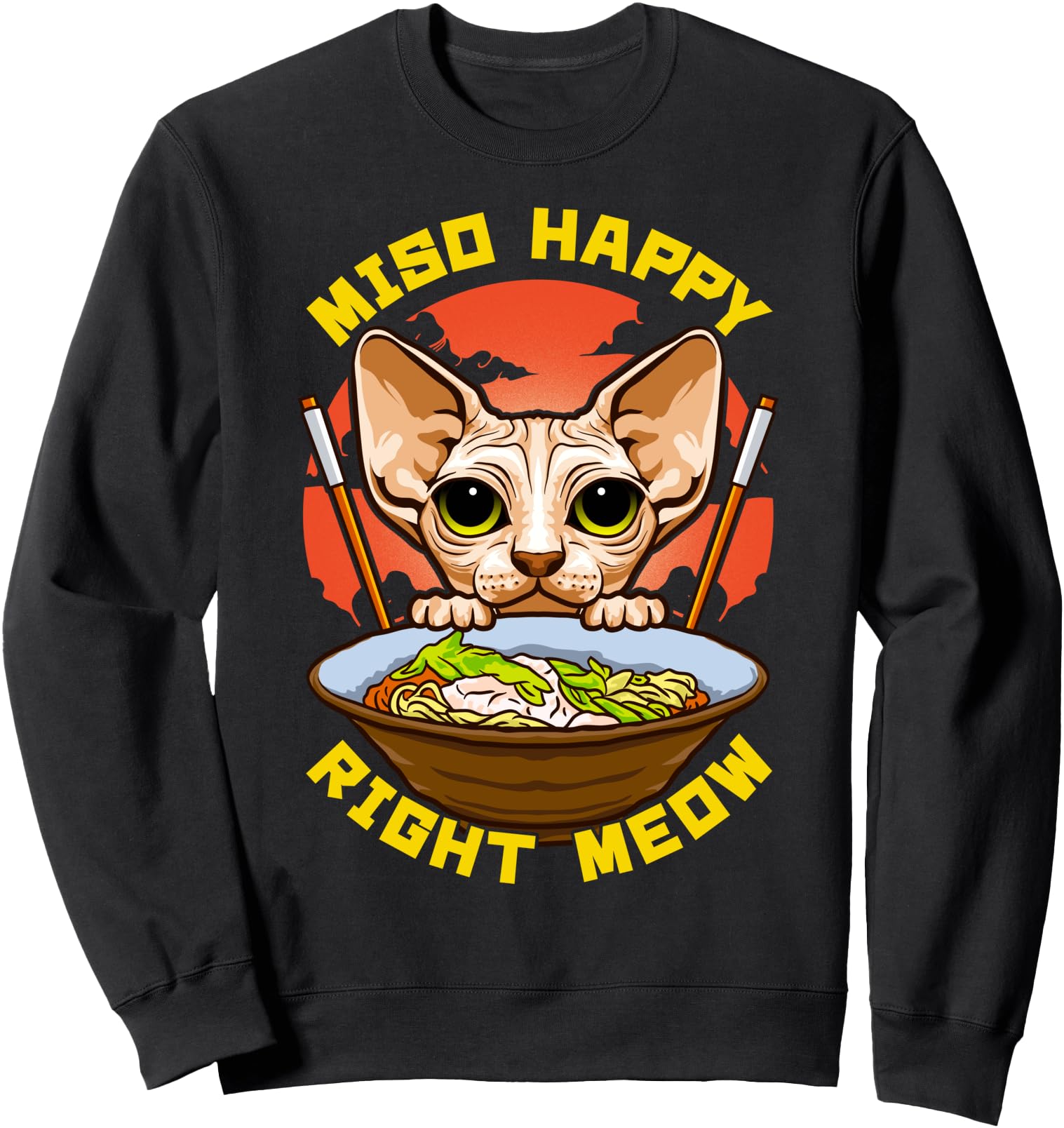 Authentic Miso Happy Right Meow Sweatshirt - Aesthetic Graphic Men Women - T-Shirt, Sweatshirt, Hoodie