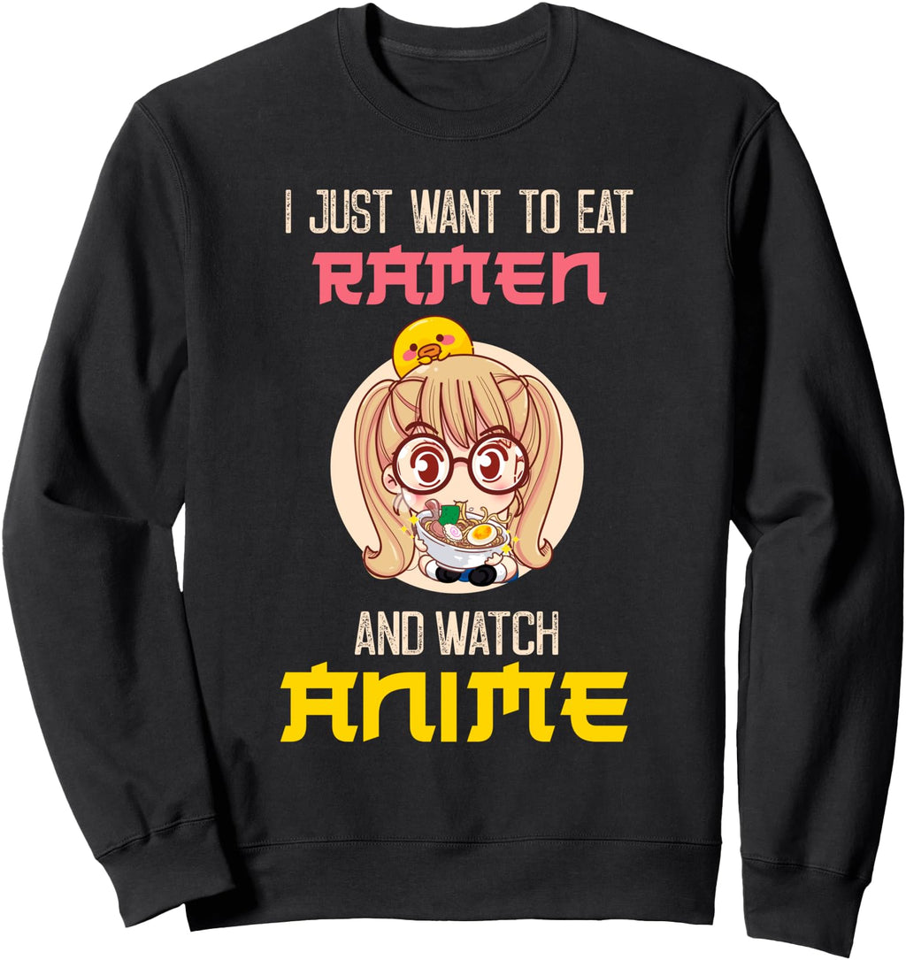 I Just Want To Eat Ramen And Watch T-Shirt - Aesthetic Graphic for Adults - T-Shirt, Sweatshirt, Hoodie