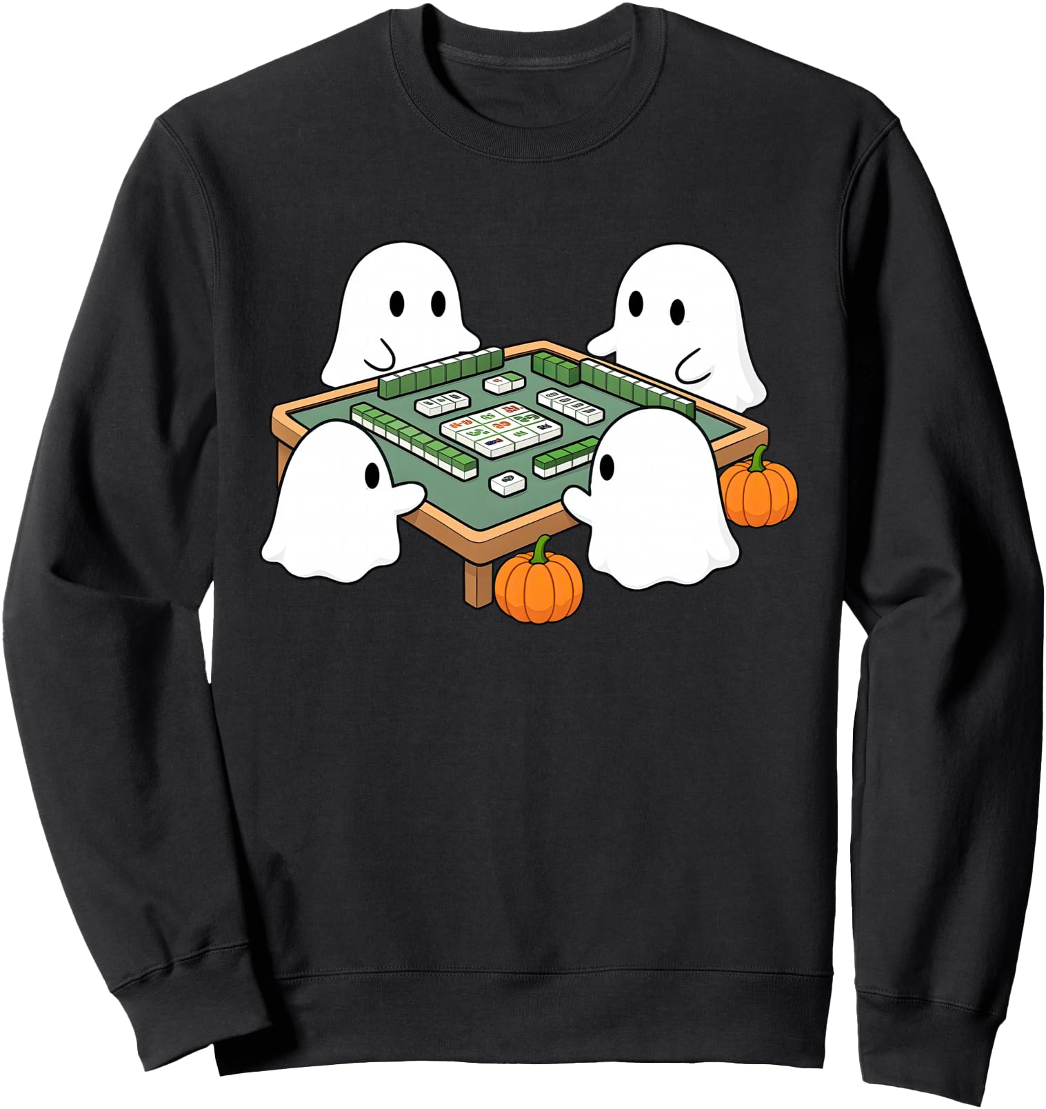 Halloween Ghost Playing Mahjong T-Shirt - Custom Art Print Men Women - T-Shirt, Sweatshirt, Hoodie