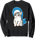 Authentic Kawaii Anime Cat Shark Sweatshirt - Graphic Print for Adults - T-Shirt, Sweatshirt, Hoodie