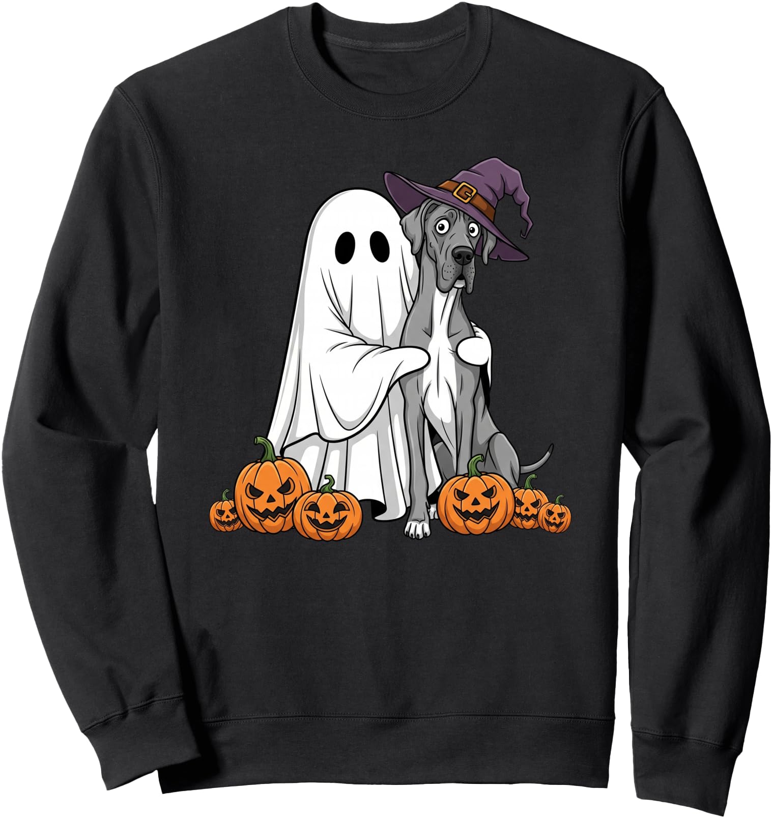 Ghost Great Dane Pumpkin Halloween Sweatshirt - Trendy Graphic Men Women - T-Shirt, Sweatshirt, Hoodie
