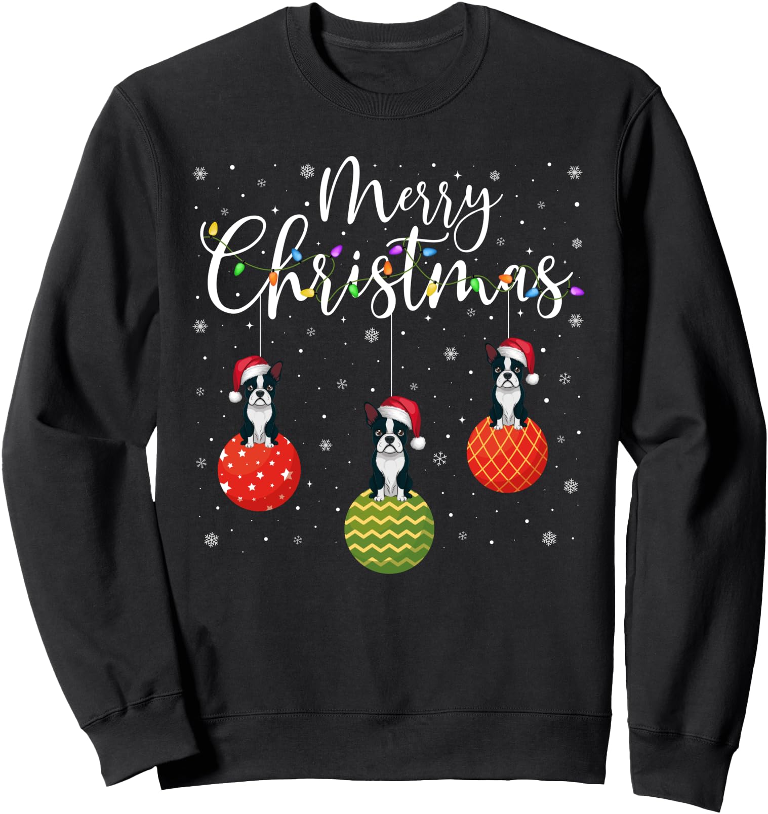 Original Merry Lights Santa Hat Boston Hoodie - Trendy Graphic Men Women - T-Shirt, Sweatshirt, Hoodie