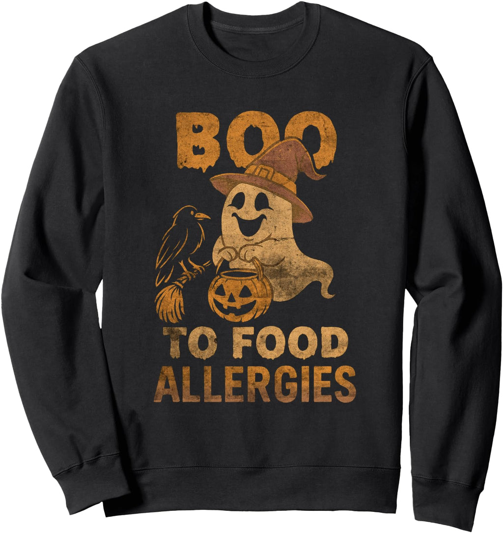 Ghost Halloween Boo Food Allergies Sweatshirt - Custom Art Print Unisex - T-Shirt, Sweatshirt, Hoodie