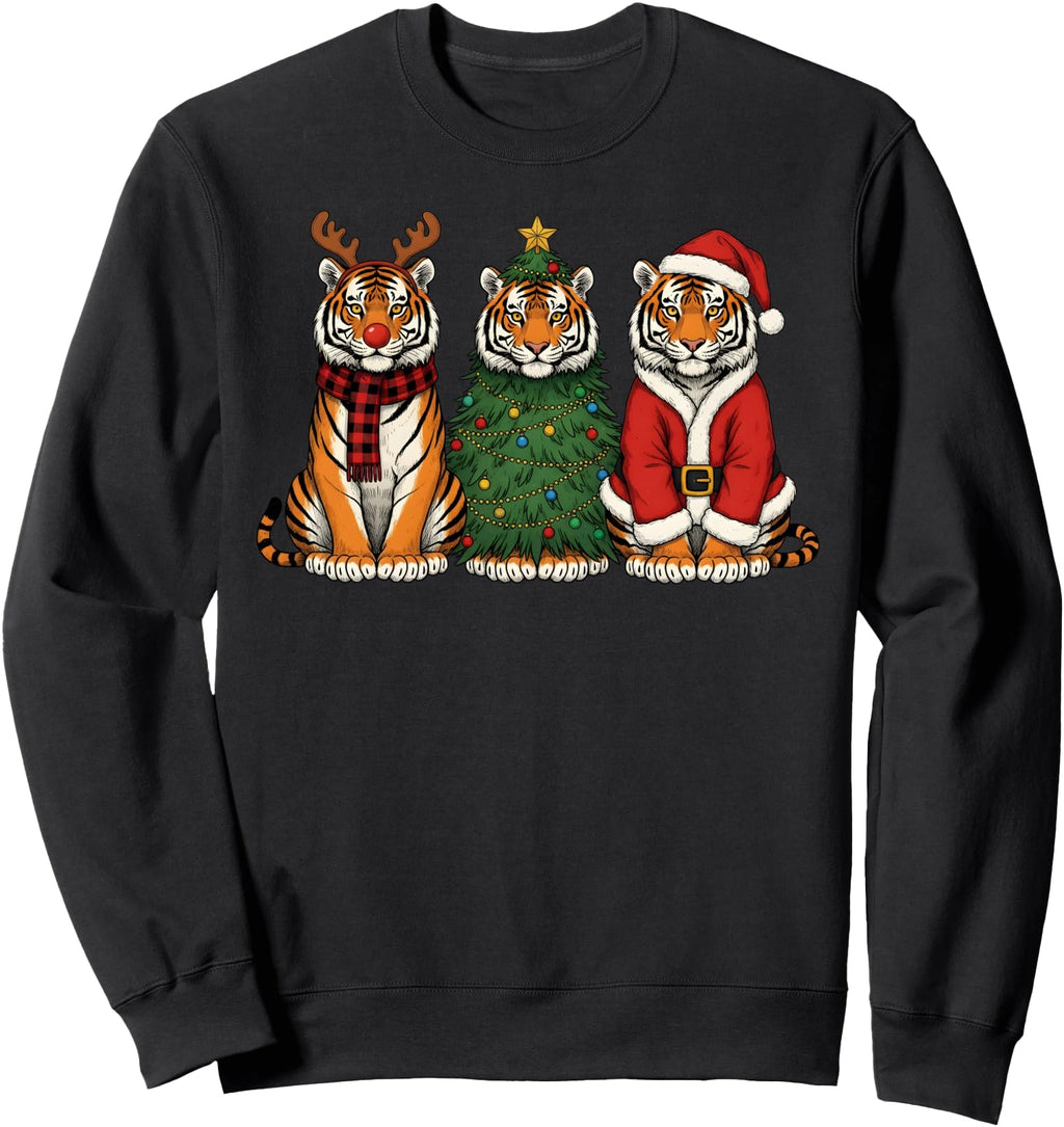 Exclusive Tiger Santa Reindeer Safari T-Shirt - Graphic Print for Adults - T-Shirt, Sweatshirt, Hoodie