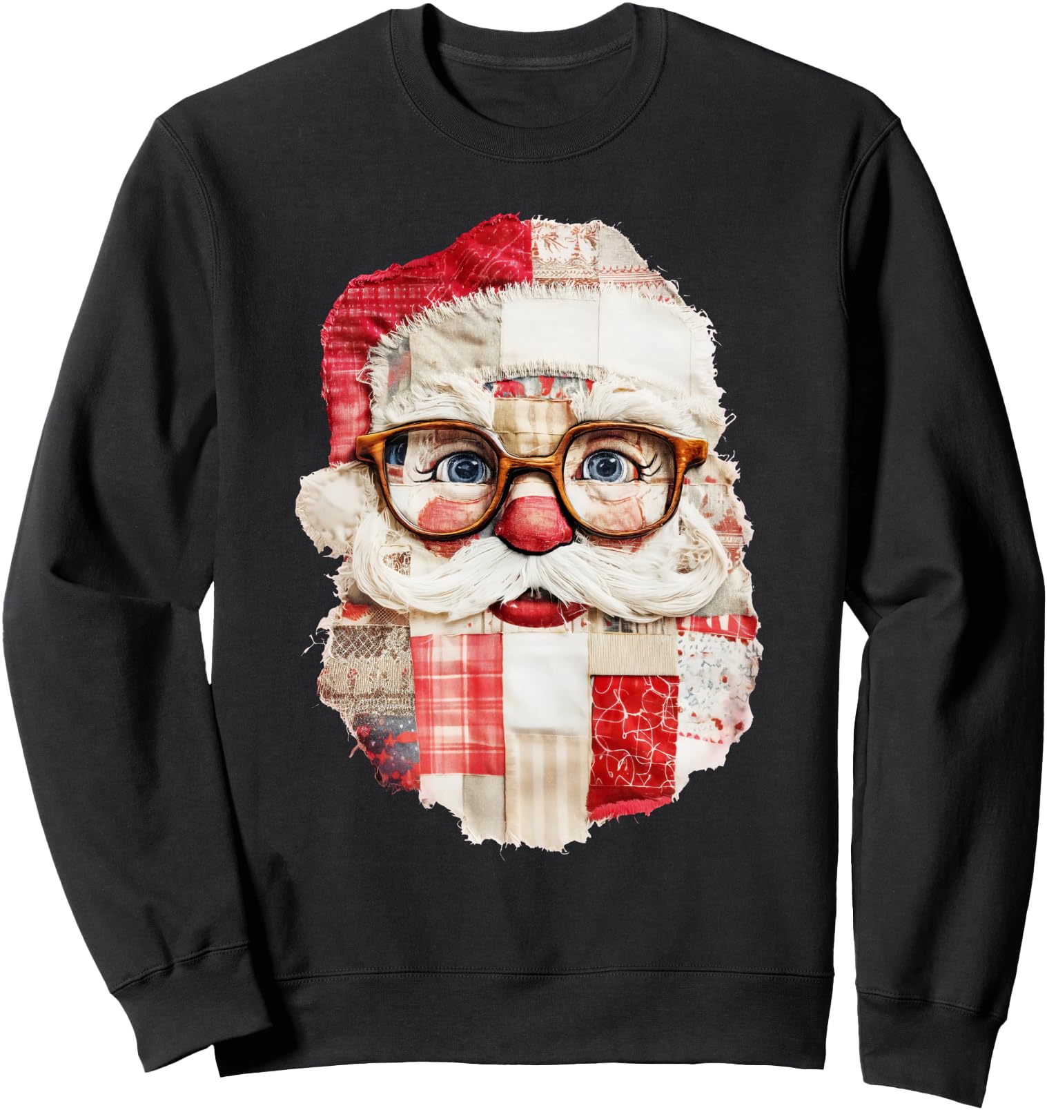 Original Patchwork Santa Claus Face T-Shirt - Novelty Apparel Unisex - T-Shirt, Sweatshirt, Hoodie