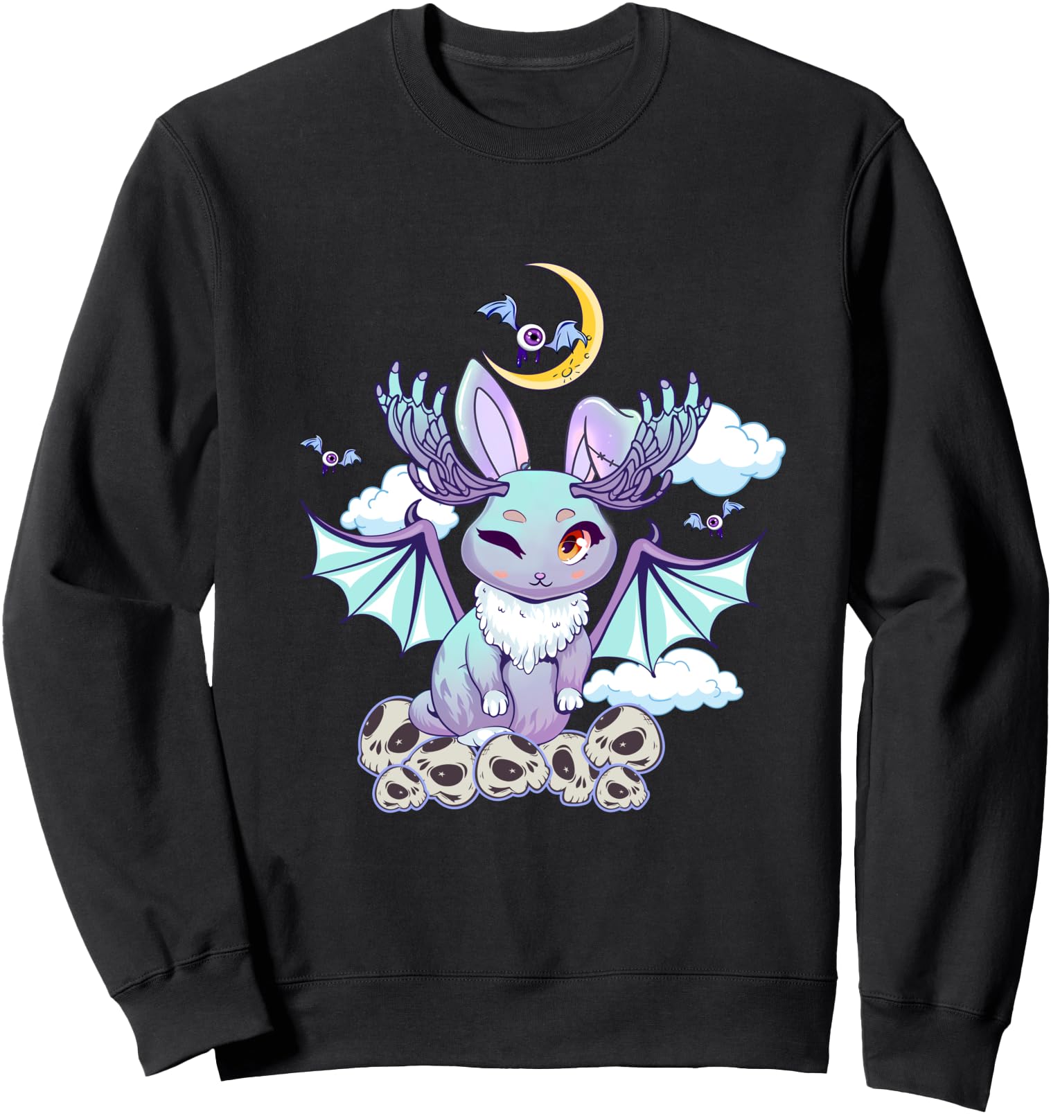 Pastel Goth Rabbit Bat Wings Kawaii Sweatshirt - Trendy Graphic for Adults - T-Shirt, Sweatshirt, Hoodie