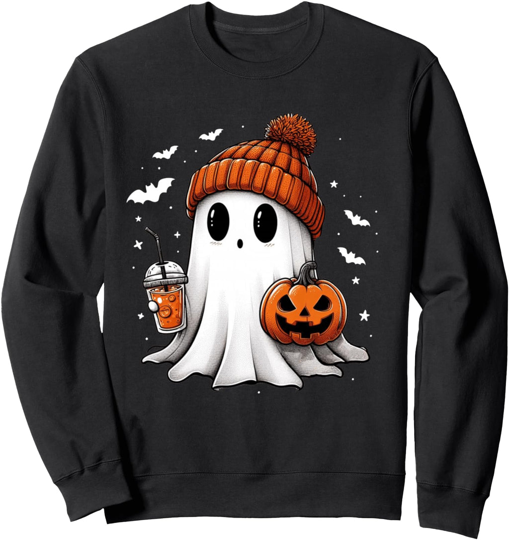 Authentic Ghost Drinking Coffee Sweatshirt - Graphic Print Unisex - T-Shirt, Sweatshirt, Hoodie