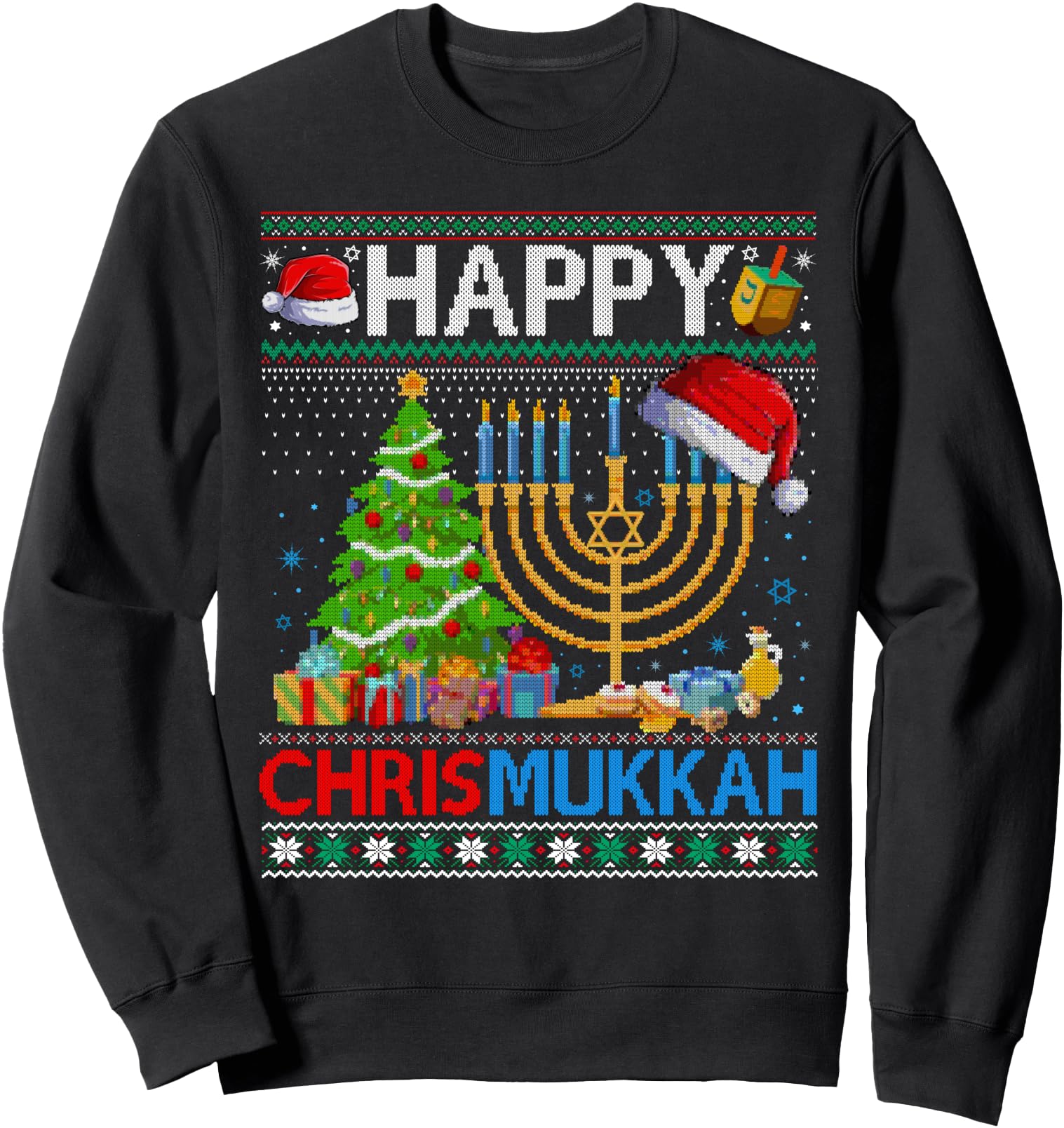 Happy Chrismukkah Jewish Hanukkah Sweatshirt - Minimalist Print Unisex - T-Shirt, Sweatshirt, Hoodie