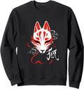 Kitsune Mask Traditional Japanese White Hoodie - Graphic Print Men Women - T-Shirt, Sweatshirt, Hoodie
