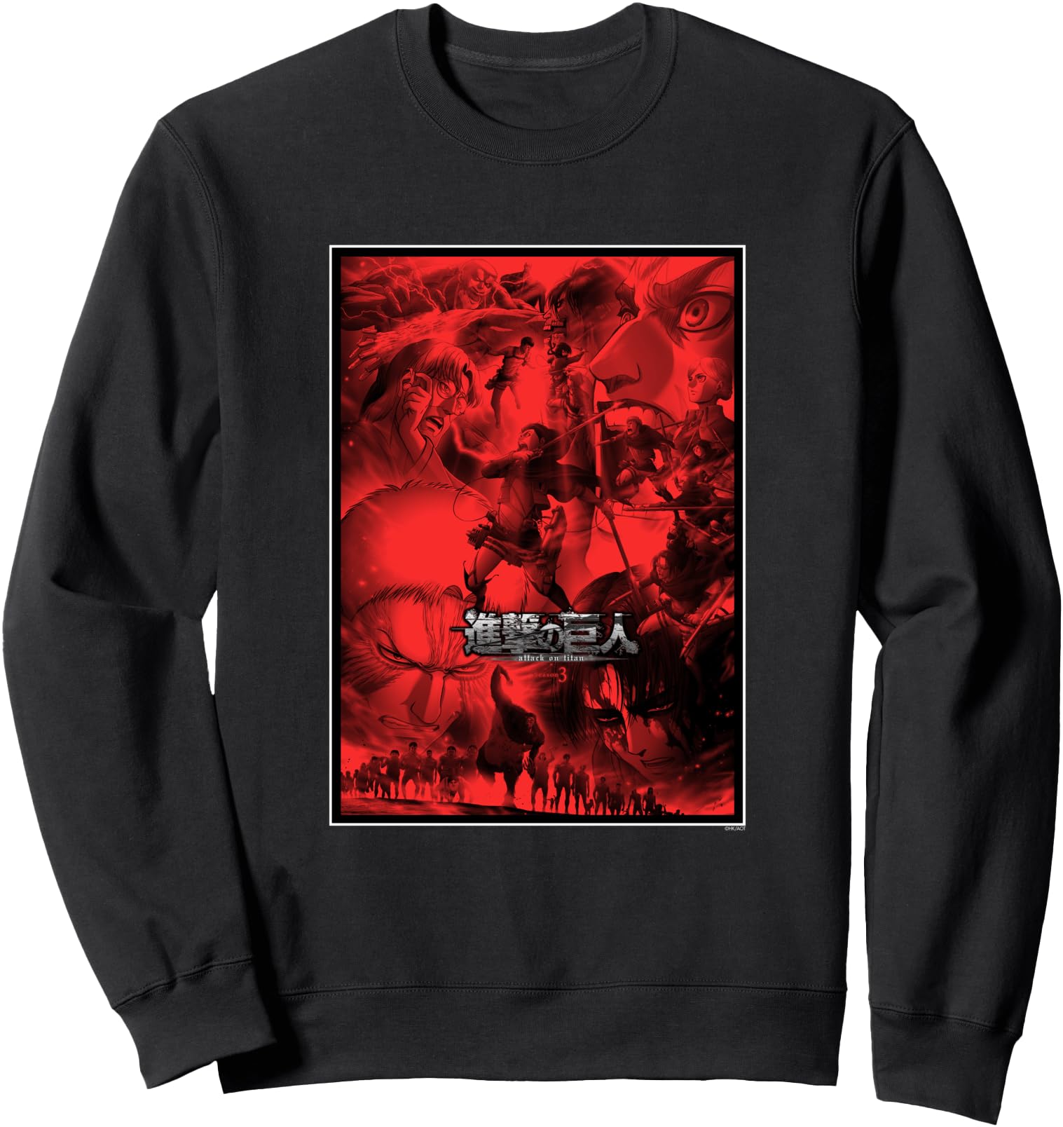 Attack Titan Season 3 Red Art Front Sweatshirt - Trendy Graphic Men Women - T-Shirt, Sweatshirt, Hoodie