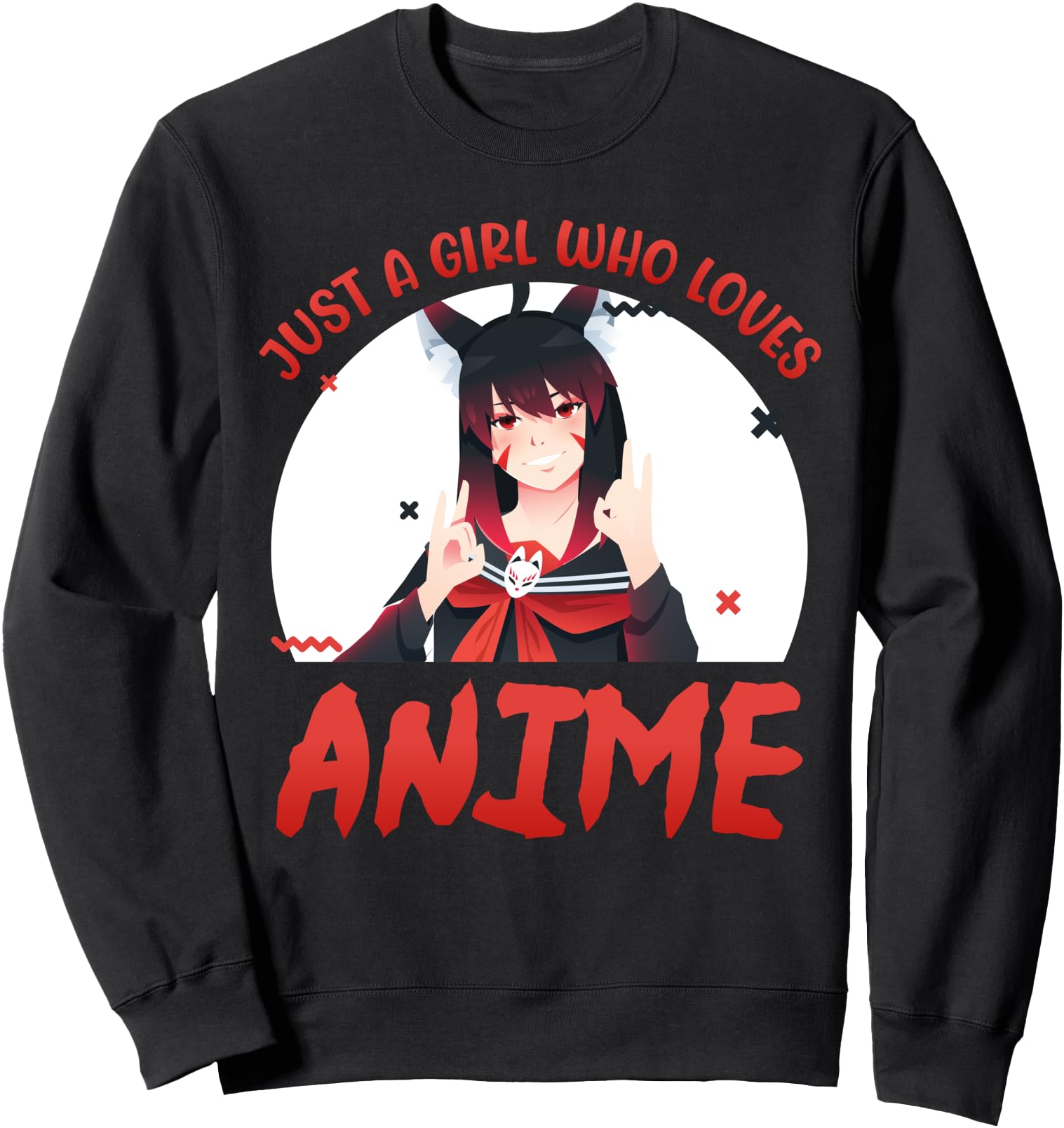 Anime Kitsune Fox Who Loves Anime Rare Sweatshirt - Unique Graphic Unisex - T-Shirt, Sweatshirt, Hoodie