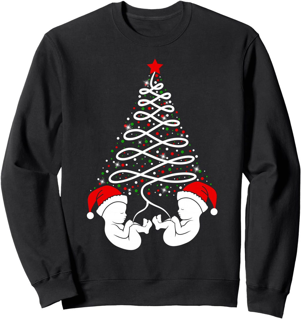 Twin Babbies Tree Merry Twin Hoodie - Fun Novelty Design Men Women - T-Shirt, Sweatshirt, Hoodie