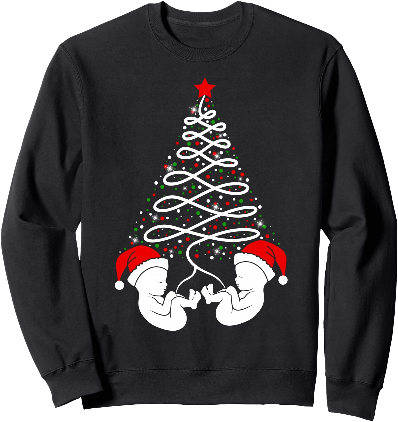 Twin Babbies Tree Merry Twin Hoodie - Fun Novelty Design Men Women - T-Shirt, Sweatshirt, Hoodie