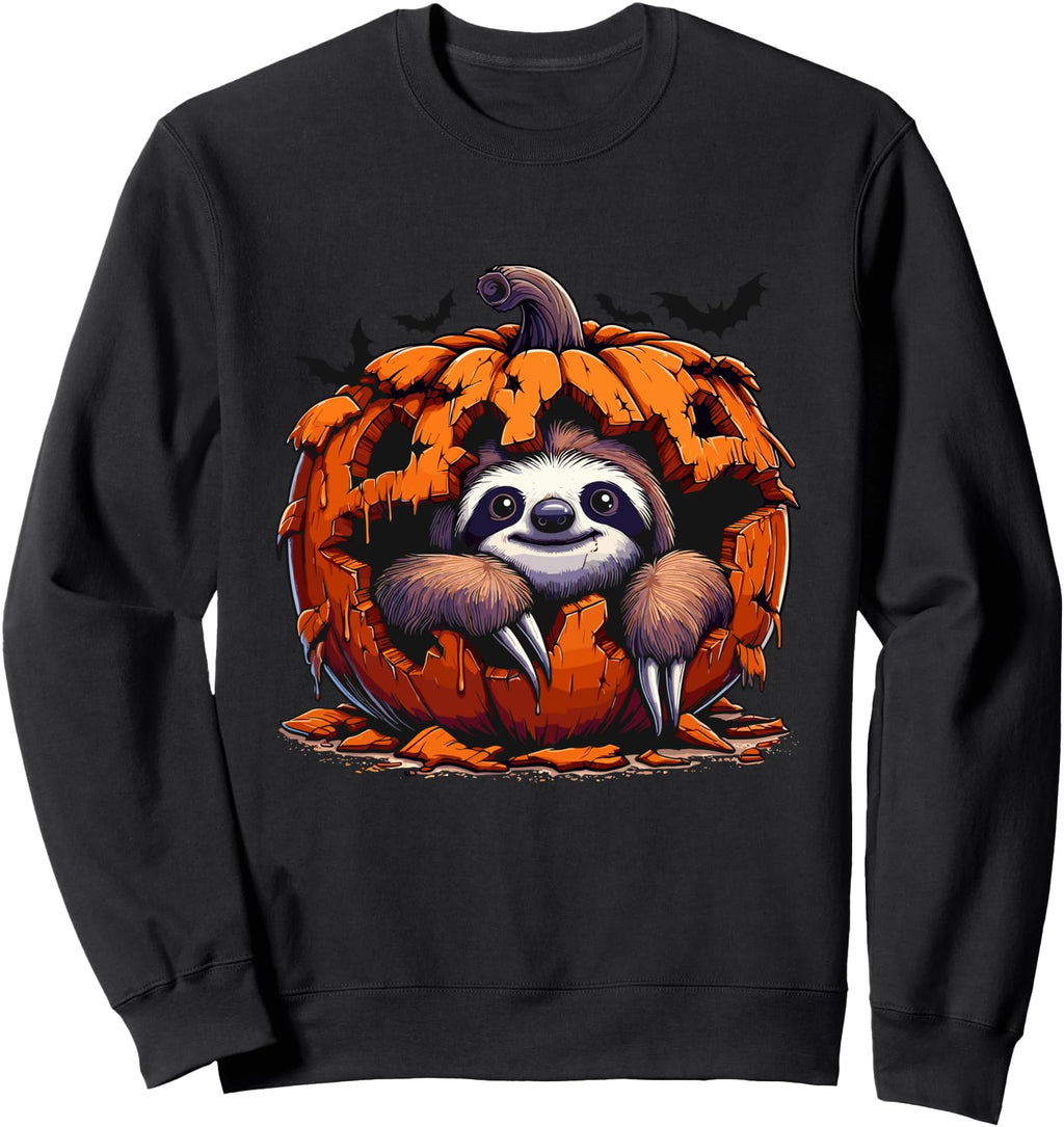 Sloth Halloween Pumpkin Animal Fall Hoodie - Aesthetic Graphic Men Women - T-Shirt, Sweatshirt, Hoodie