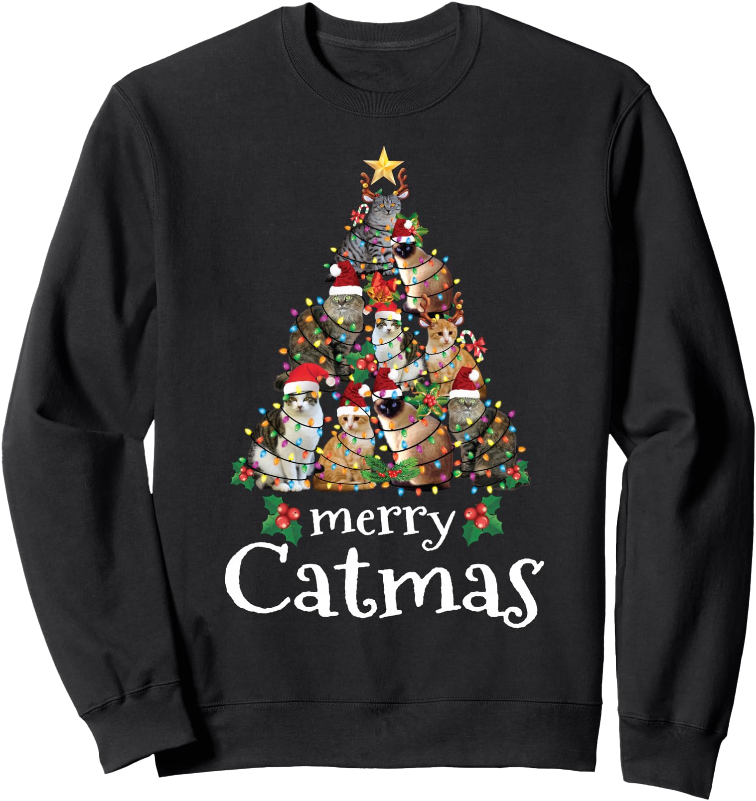 Handcrafted Merry Catmas Cat Mom Cat T-Shirt - Custom Art Print Men Women - T-Shirt, Sweatshirt, Hoodie