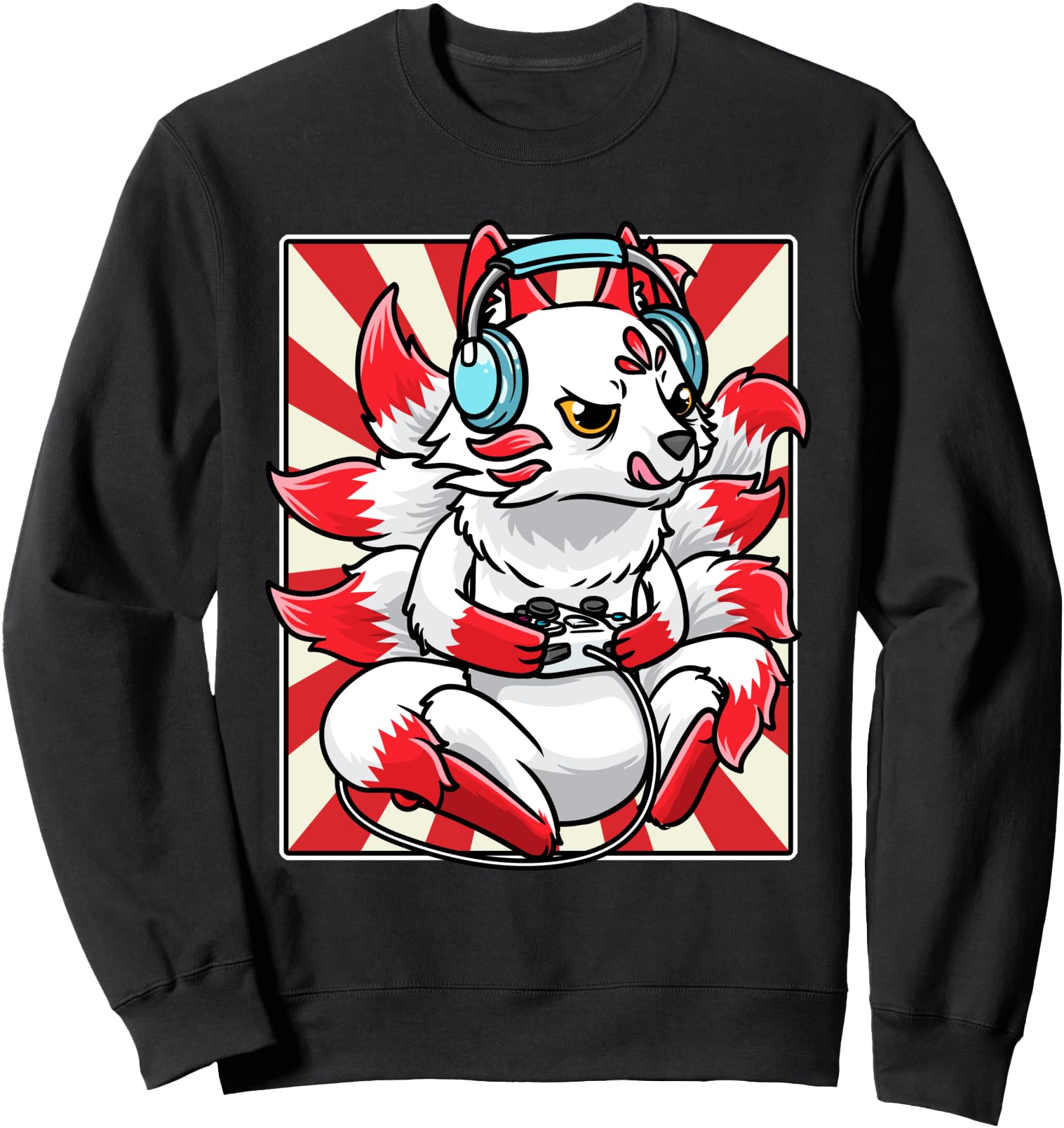 Kitsune Gaming Video Games Japanese Kawaii Hoodie - Graphic Print Unisex - T-Shirt, Sweatshirt, Hoodie