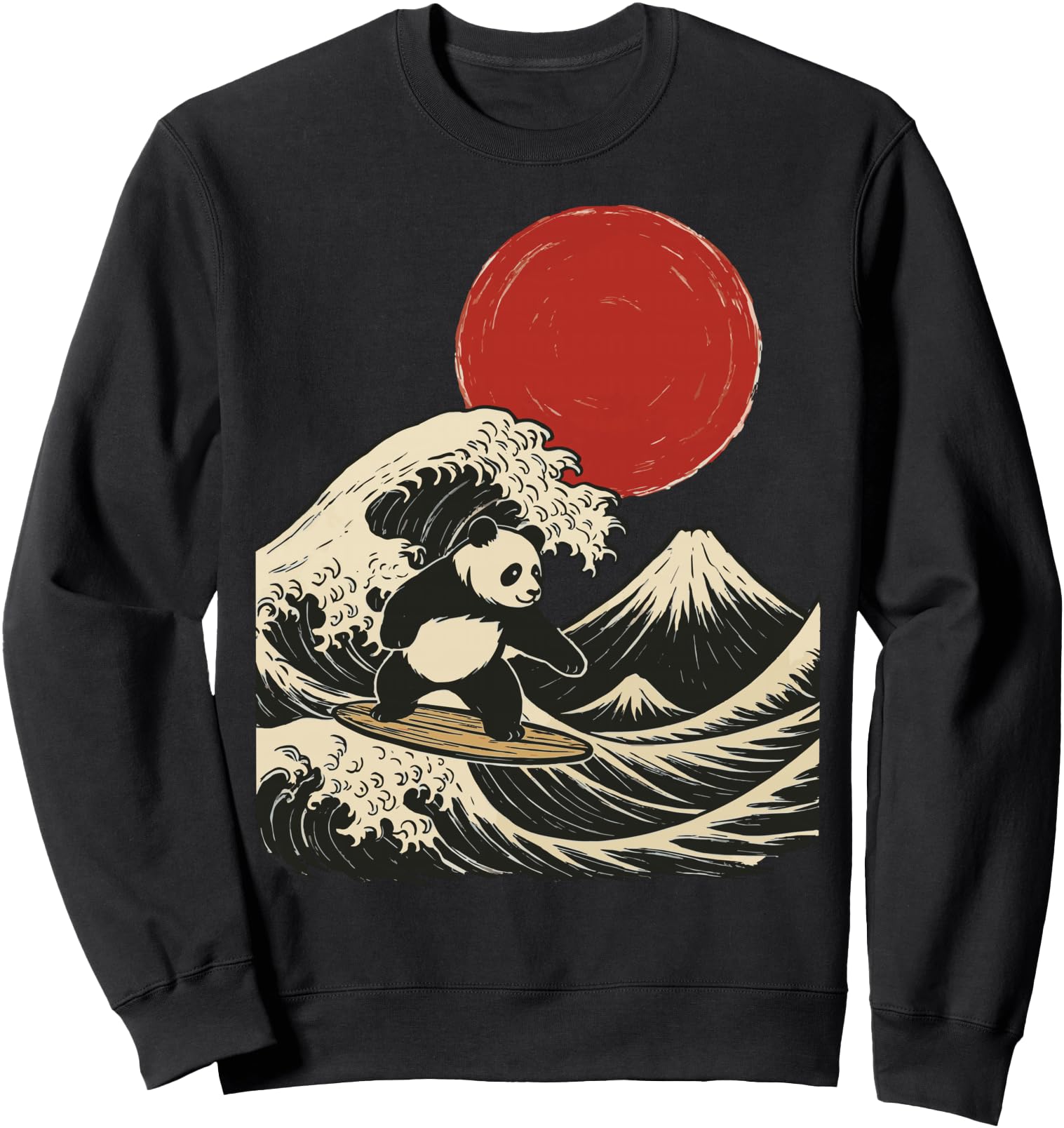 Panda Surfing Japanese Artist Sweatshirt - Streetwear Style Unisex - T-Shirt, Sweatshirt, Hoodie