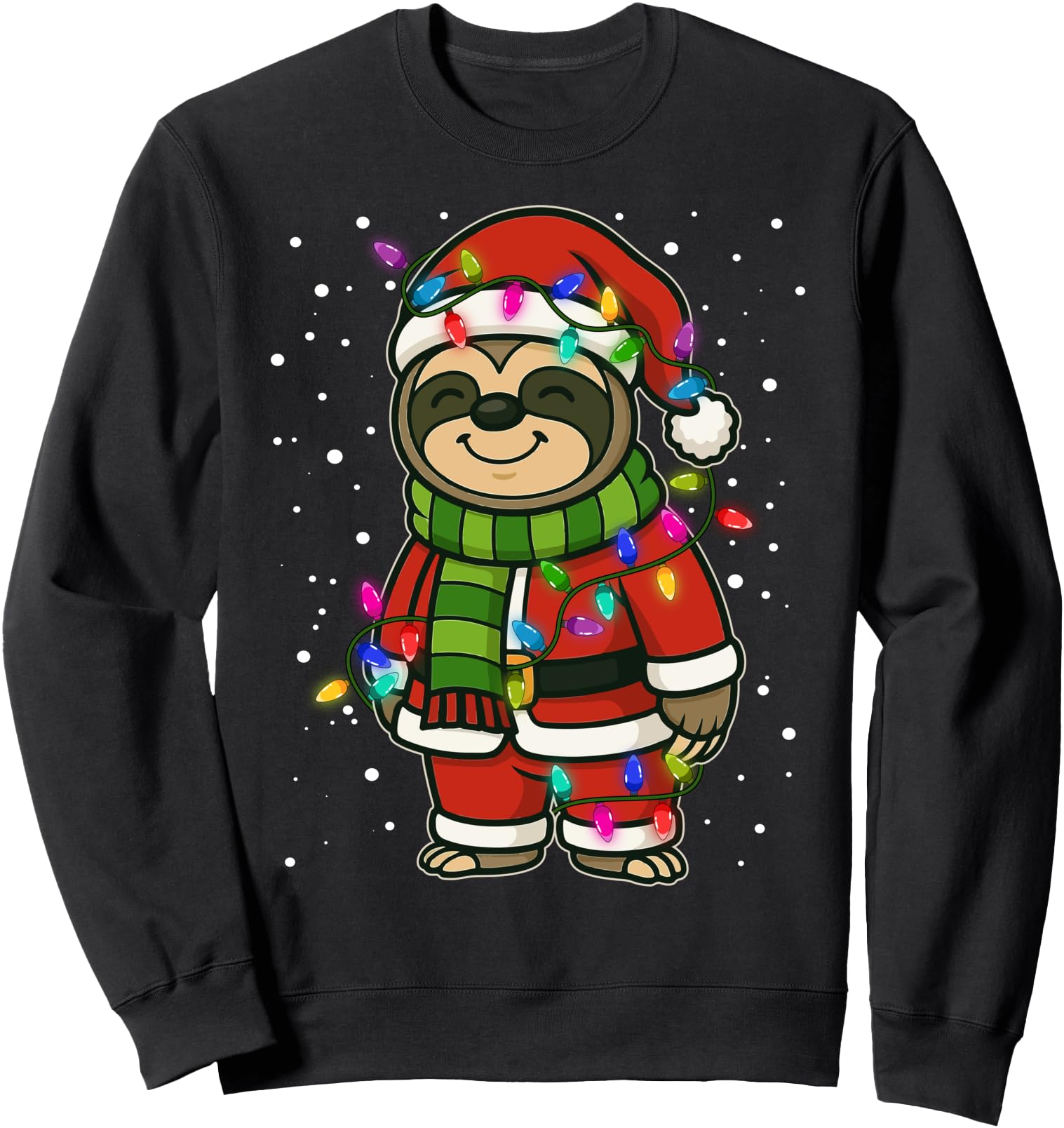 Handcrafted Sloths Lighting Santa Sweatshirt - Graphic Print for Adults - T-Shirt, Sweatshirt, Hoodie