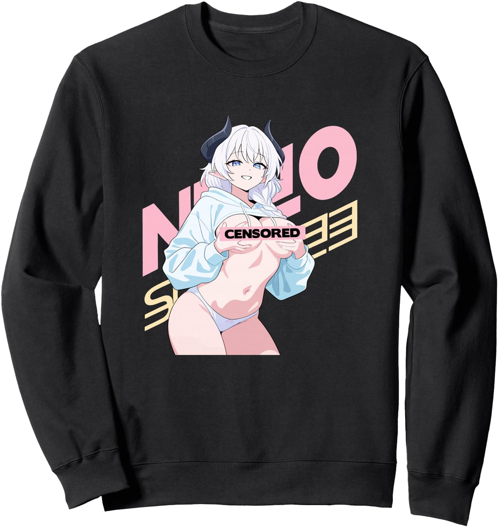 Handcrafted Waifu Sexy Anime Horns T-Shirt - Trendy Graphic for Adults - T-Shirt, Sweatshirt, Hoodie