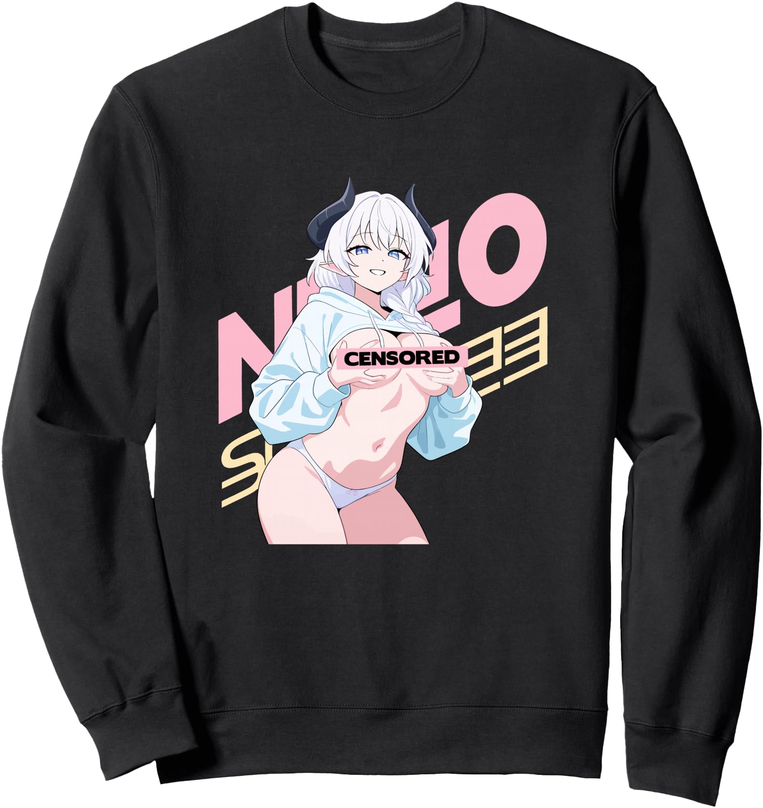 Handcrafted Waifu Sexy Anime Horns T-Shirt - Trendy Graphic for Adults - T-Shirt, Sweatshirt, Hoodie