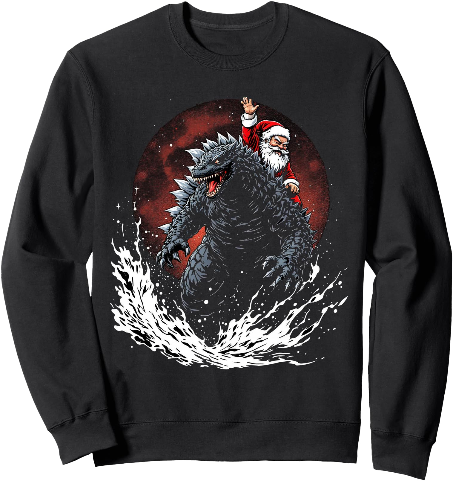 Exclusive Santa Riding Japanese Monster Hoodie - Aesthetic Graphic Unisex - T-Shirt, Sweatshirt, Hoodie