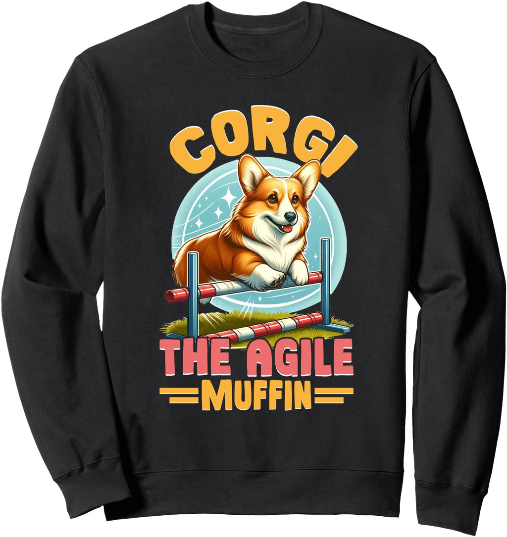 Authentic Agile Muffin Athletic Corgi Hoodie - Minimalist Print for Adults - T-Shirt, Sweatshirt, Hoodie