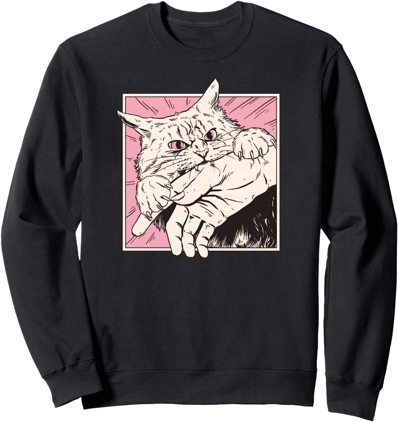 Cat Bite Horror Japanese Manga Rare T-Shirt - Streetwear Style for Adults - T-Shirt, Sweatshirt, Hoodie