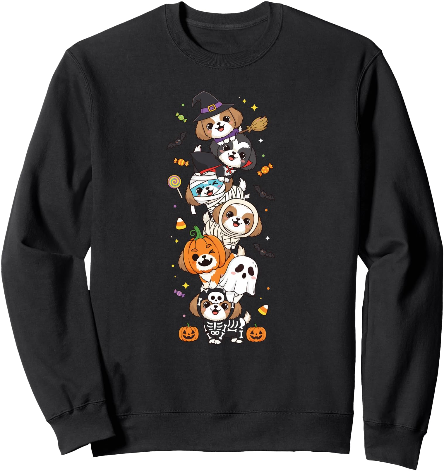 Authentic Shih Tzu Witch Vampire Ghost Hoodie - Novelty Apparel for Adults - T-Shirt, Sweatshirt, Hoodie