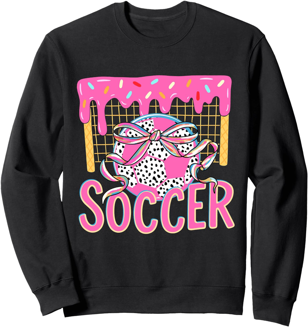 Girly Soccer Coquette Bow Ice Cream Sweatshirt - Trendy Graphic for Adults - T-Shirt, Sweatshirt, Hoodie