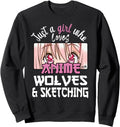 Just Who Loves Anime And Sketching Wolves T-Shirt - Trendy Graphic Unisex - T-Shirt, Sweatshirt, Hoodie