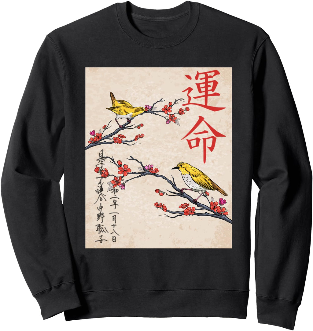 Japanese Art Birds Tree Japanese Sweatshirt - Aesthetic Graphic Men Women - T-Shirt, Sweatshirt, Hoodie