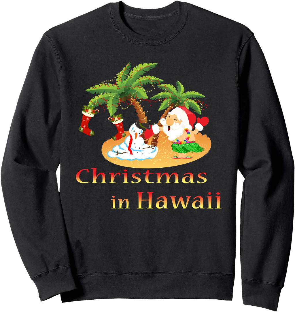 Original Hawaii Santa Hula Dancing Hoodie - Fun Novelty Design for Adults - T-Shirt, Sweatshirt, Hoodie
