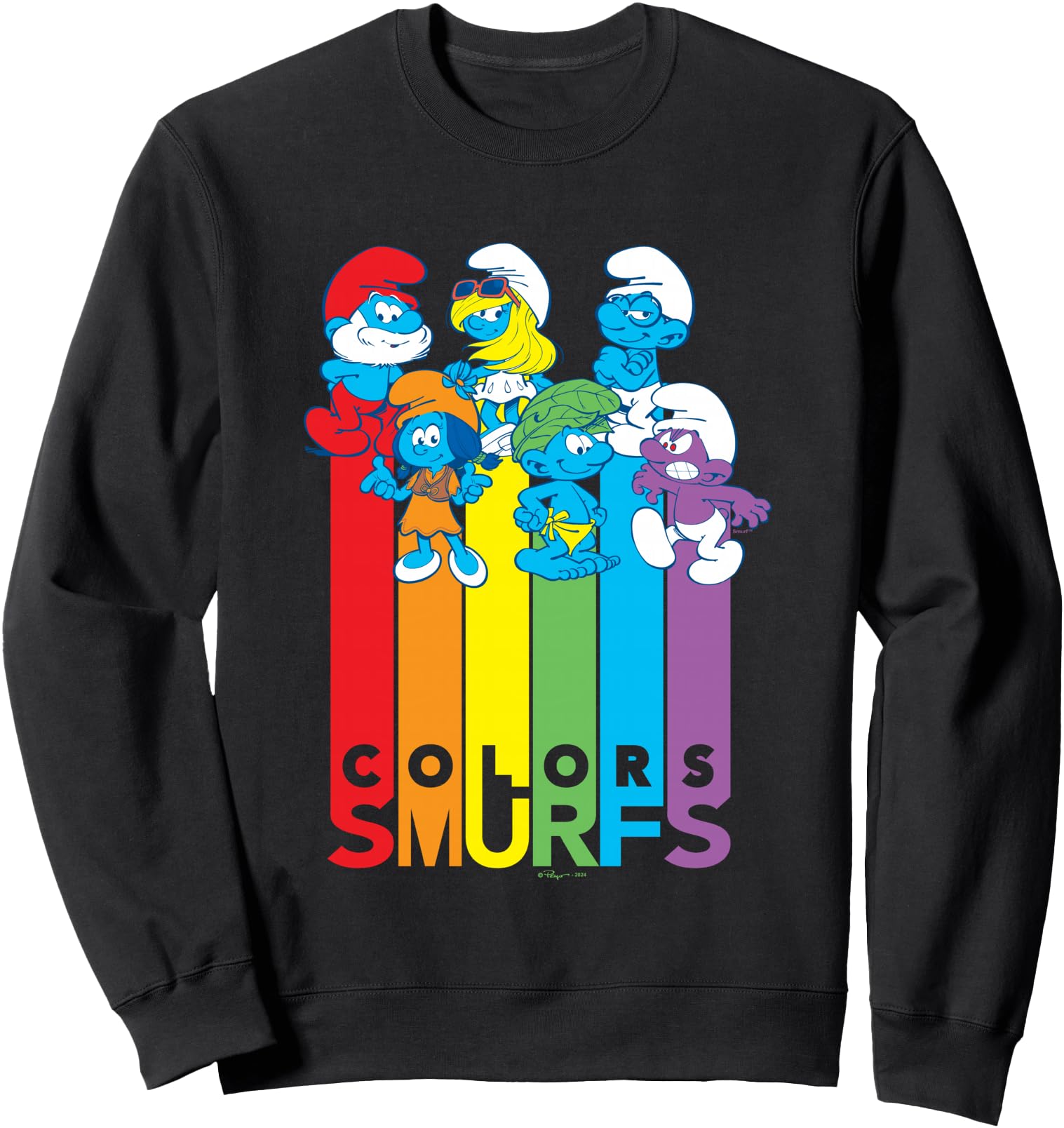 Smurfs Colors Smurfs Group Shot Big Hoodie - Novelty Apparel for Adults - T-Shirt, Sweatshirt, Hoodie