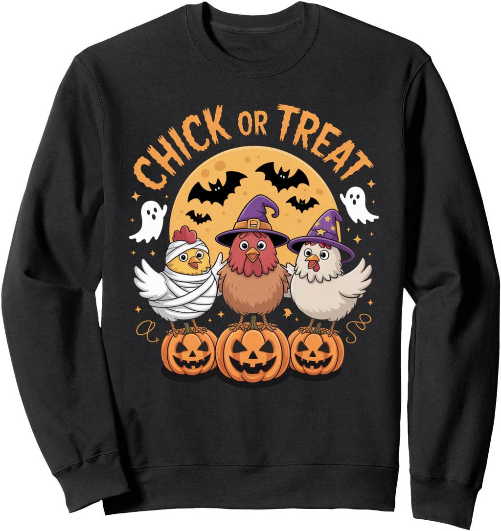 Chicken Chick Or Treat Halloween Hoodie - Casual Everyday Wear Men Women - T-Shirt, Sweatshirt, Hoodie