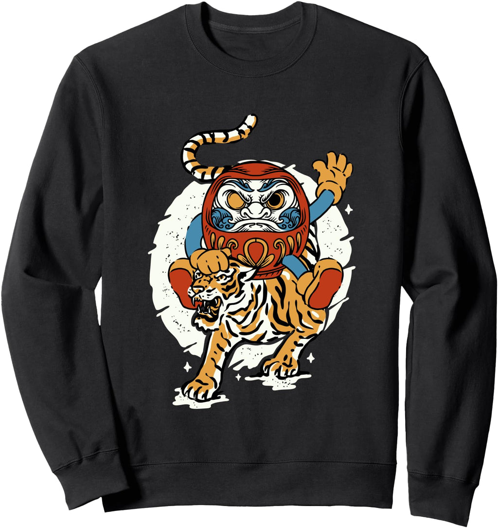 Exclusive Japanese Tiger Lucky Daruma Hoodie - Unique Graphic Men Women - T-Shirt, Sweatshirt, Hoodie