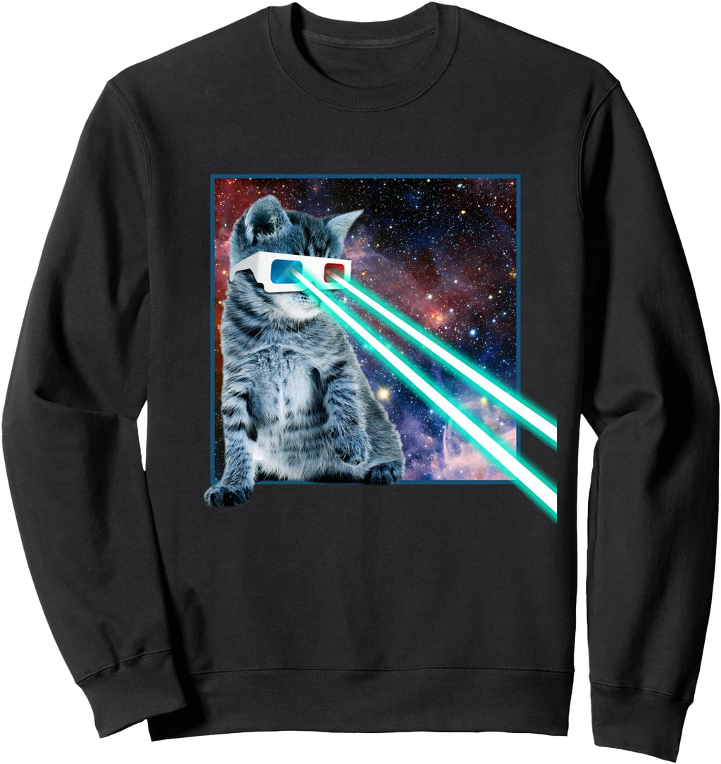 Original Laser Eyes Space Cat Kitty T-Shirt - Minimalist Print for Adults - T-Shirt, Sweatshirt, Hoodie