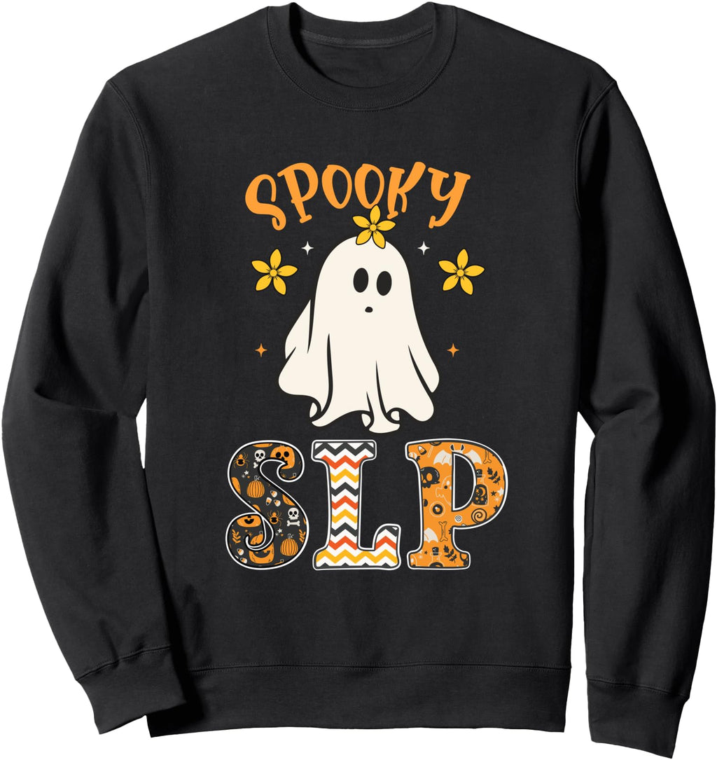 Slp Halloween Spooky Speech Language Hoodie - Trendy Graphic for Adults - T-Shirt, Sweatshirt, Hoodie