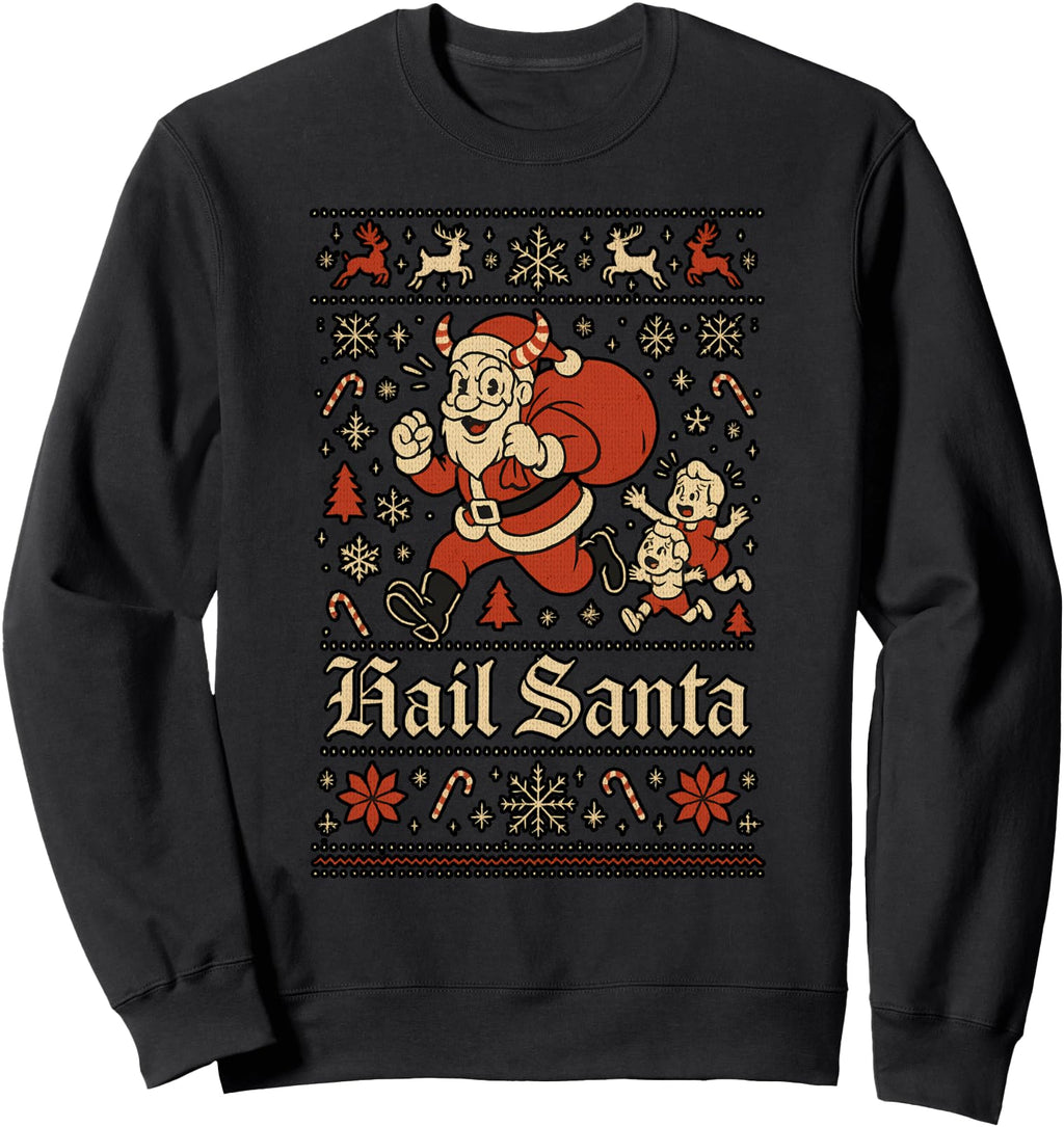 Original Hail Santa Ugly Cartoon Hoodie - Unique Graphic for Adults - T-Shirt, Sweatshirt, Hoodie