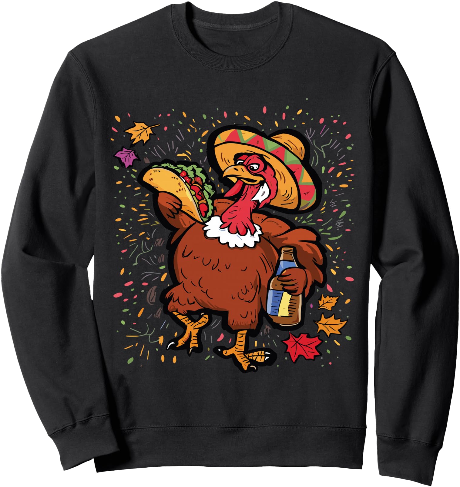 Authentic Turkey Eating Taco Thanksgiving Hoodie - Streetwear Style Unisex - T-Shirt, Sweatshirt, Hoodie