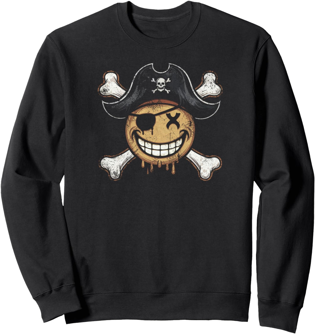 Exclusive Pirate Smiling Face X Sweatshirt - Fun Novelty Design Unisex - T-Shirt, Sweatshirt, Hoodie