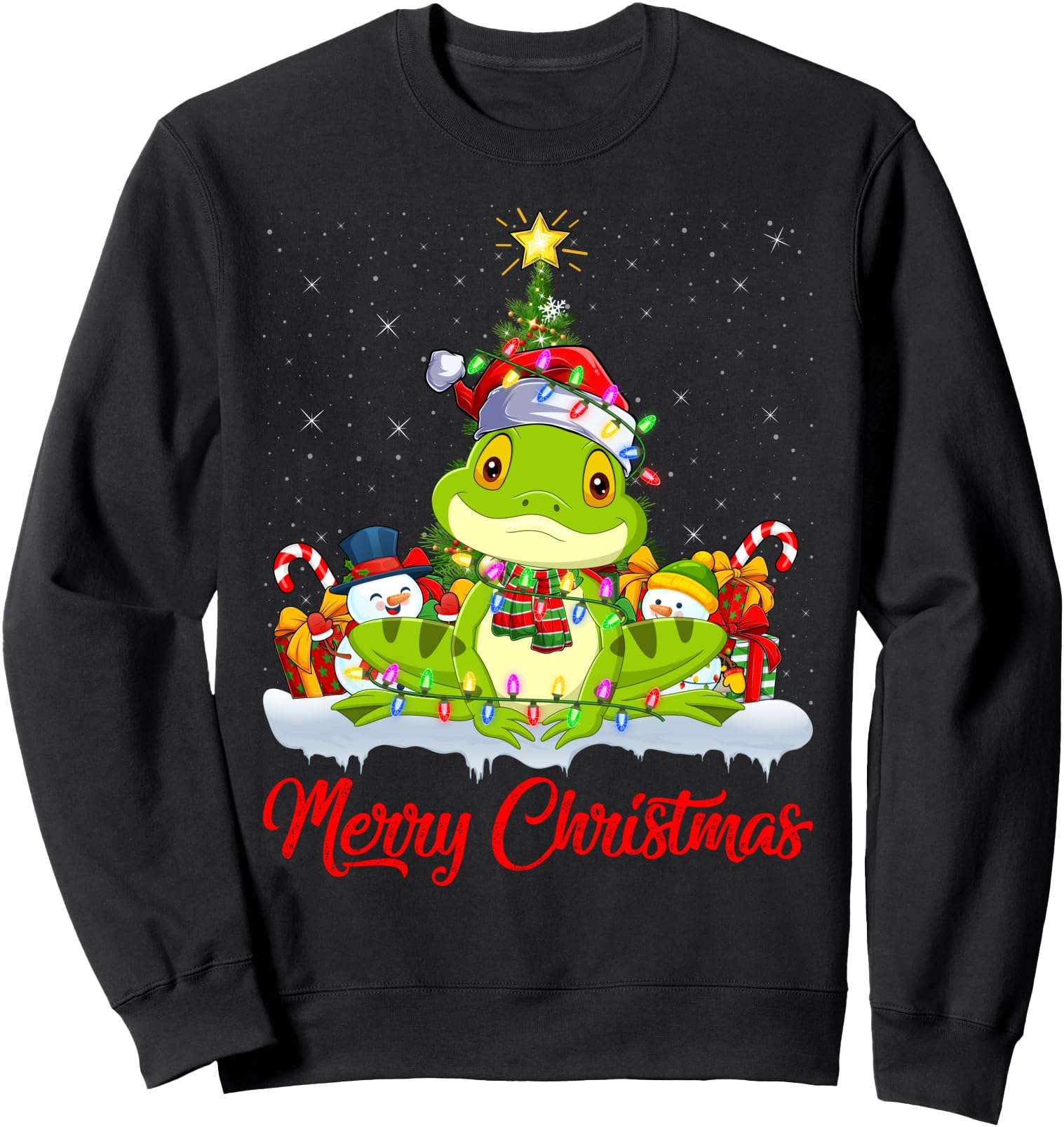 Tree Frog Tree Lighting Santa Tree T-Shirt - Casual Everyday Wear Unisex - T-Shirt, Sweatshirt, Hoodie