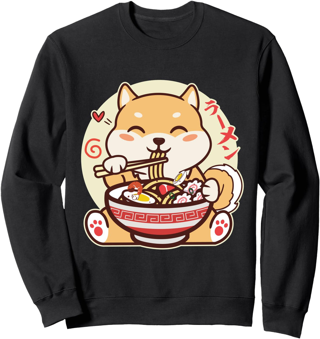Exclusive Kawaii Shiba Inu Eating Ramen T-Shirt - Graphic Print Unisex - T-Shirt, Sweatshirt, Hoodie
