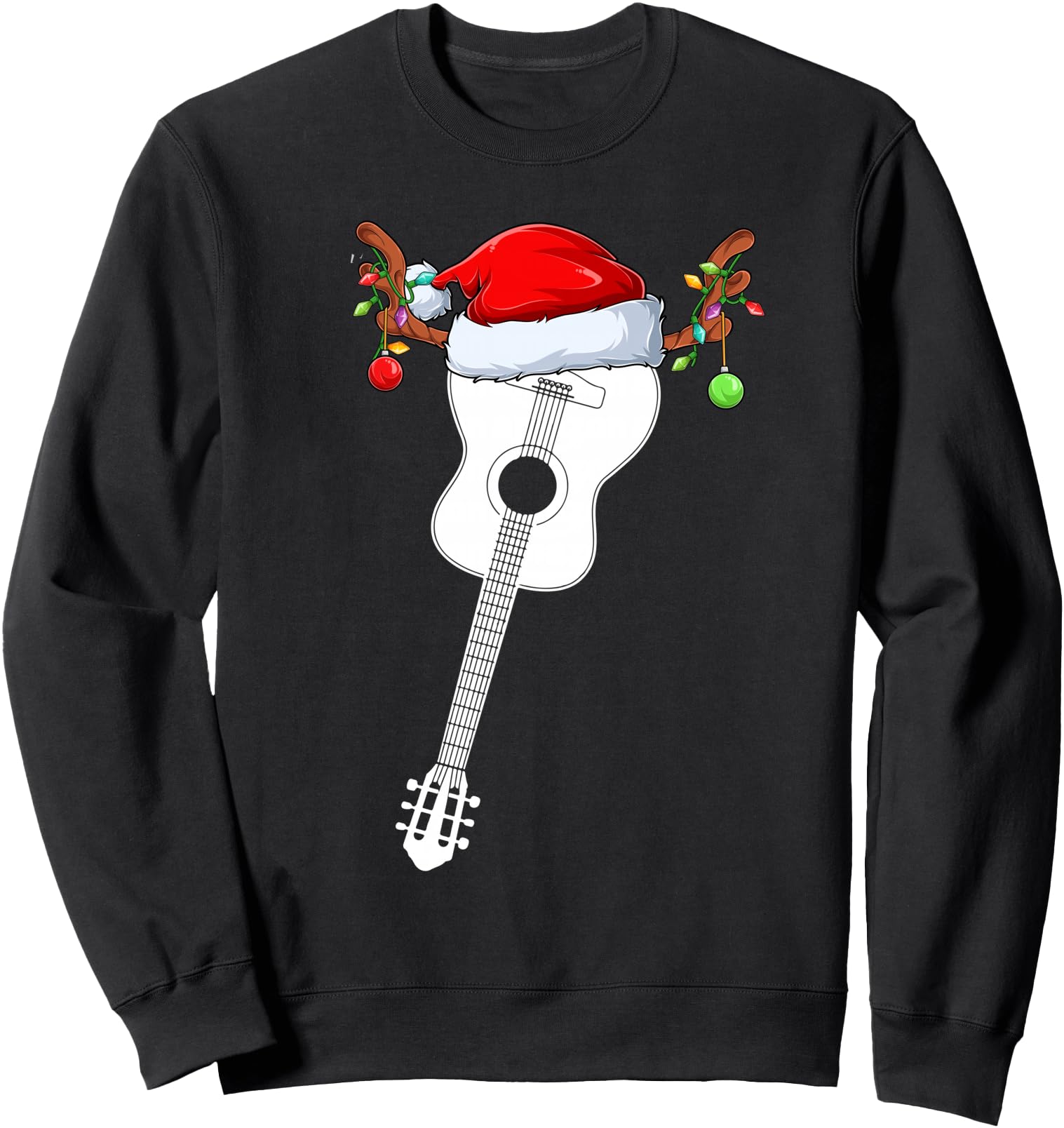 Authentic Ukulele Guitar Lights Santa T-Shirt - Unique Graphic for Adults - T-Shirt, Sweatshirt, Hoodie