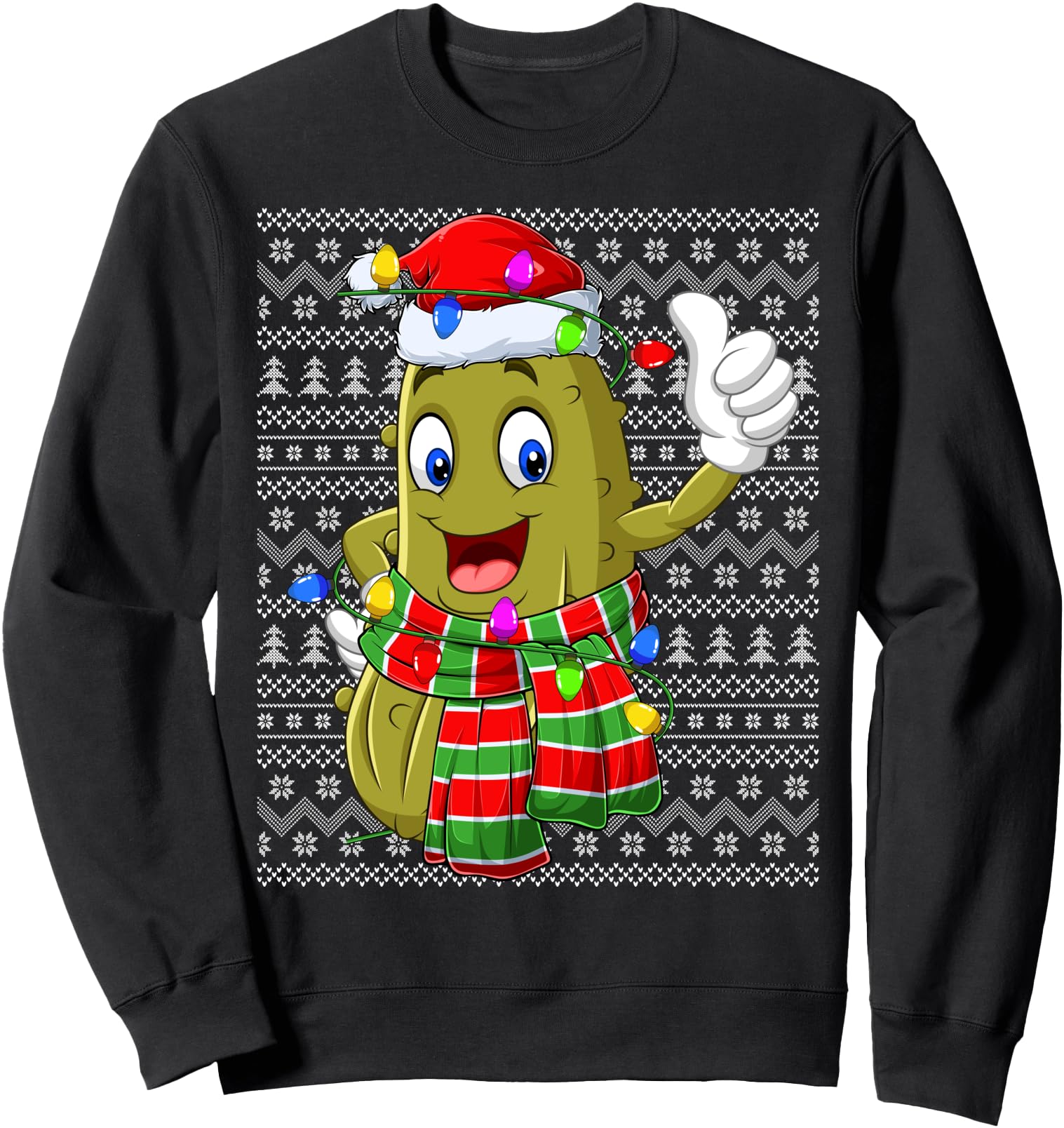 Pickle Ugly Lighting Santa Pickle Rare Sweatshirt - Graphic Print Men Women - T-Shirt, Sweatshirt, Hoodie