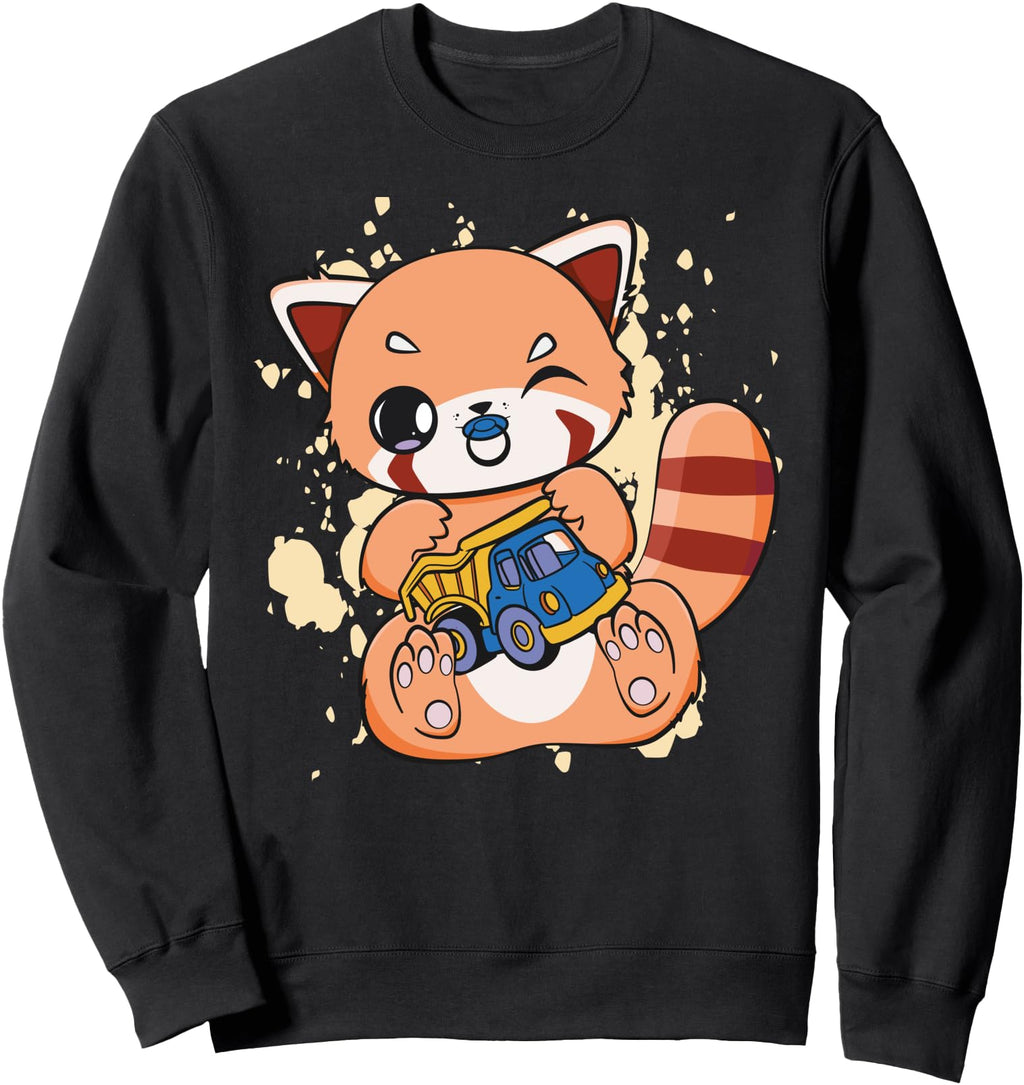 Red Panda Toy Truck Chibi Anime Hoodie - Casual Everyday Wear for Adults - T-Shirt, Sweatshirt, Hoodie